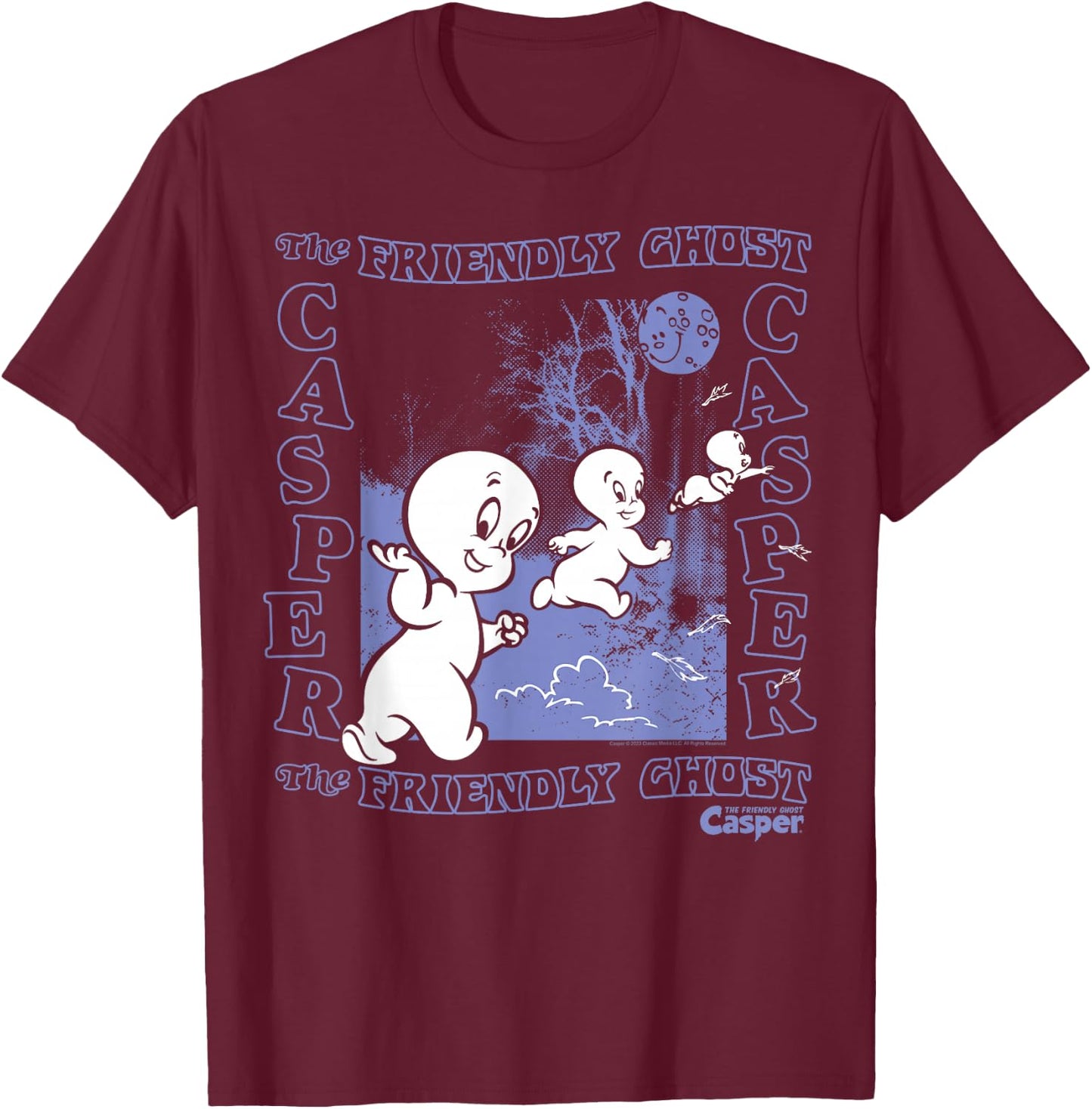 Casper The Friendly Ghost Nighttime T-Shirt - T-Shirt | Maroon