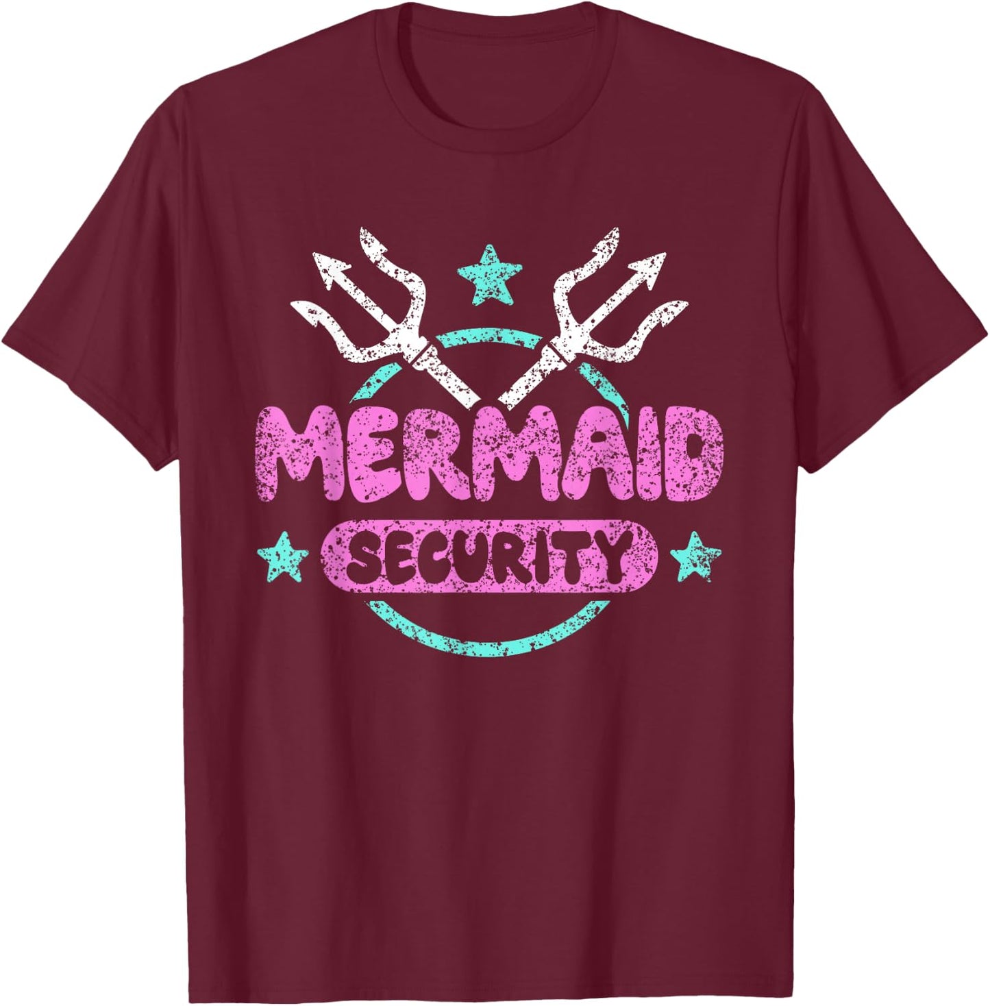 Mermaid Security Celebration Birthday Party Mermaid T-Shirt - T-Shirt | Maroon