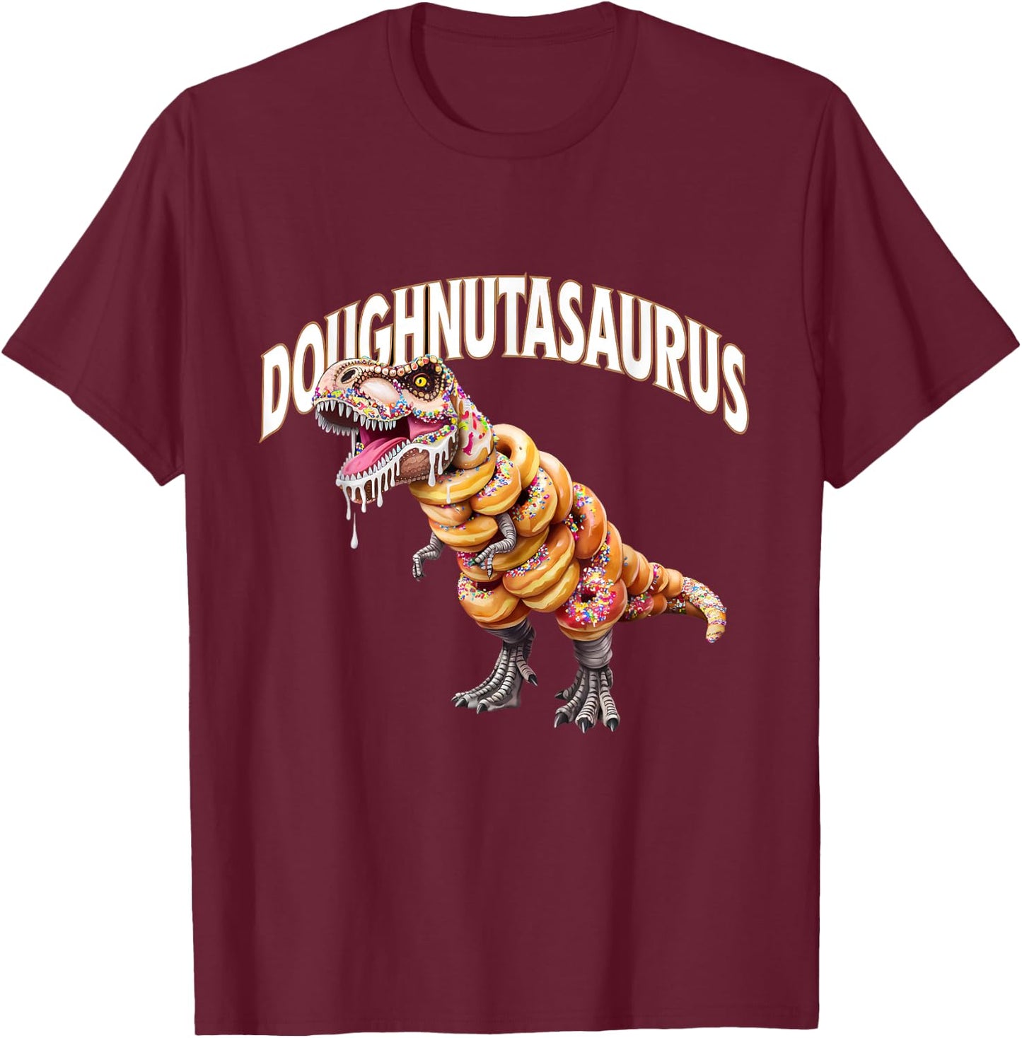 Donut Dino T-Rex Baking Dinosaur Funny Doughnut T-Shirt - T-Shirt | Maroon