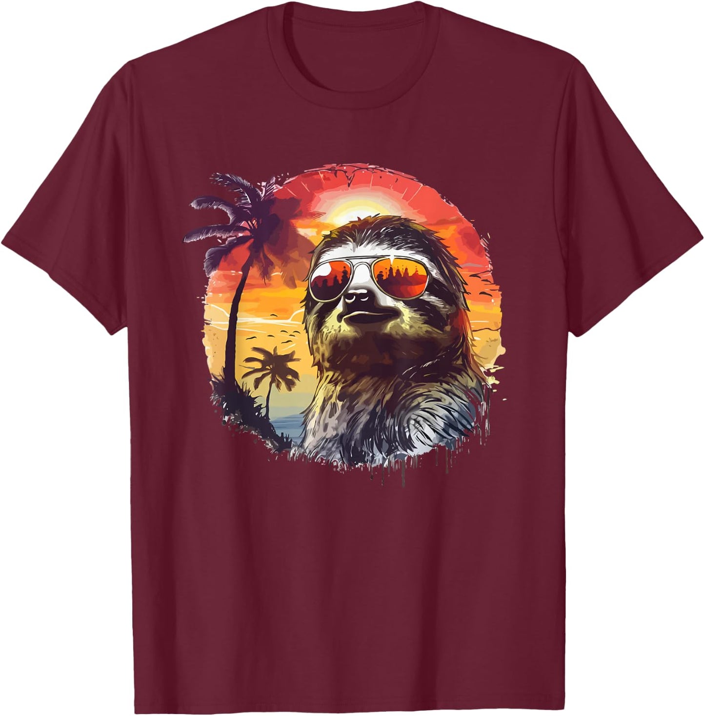 Cool sloth with sunglasses retro sun summer Men Women Girls Kids T-Shirt - T-Shirt | Maroon