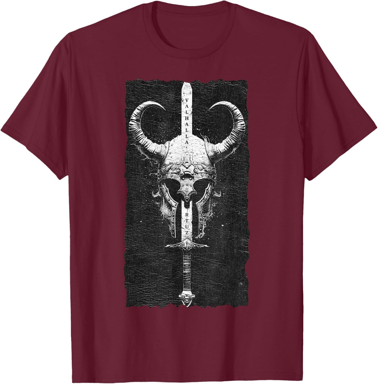 Valhalla Odin Thor Runes Viking Helmet Warrior Viking T-Shirt - T-Shirt | Maroon