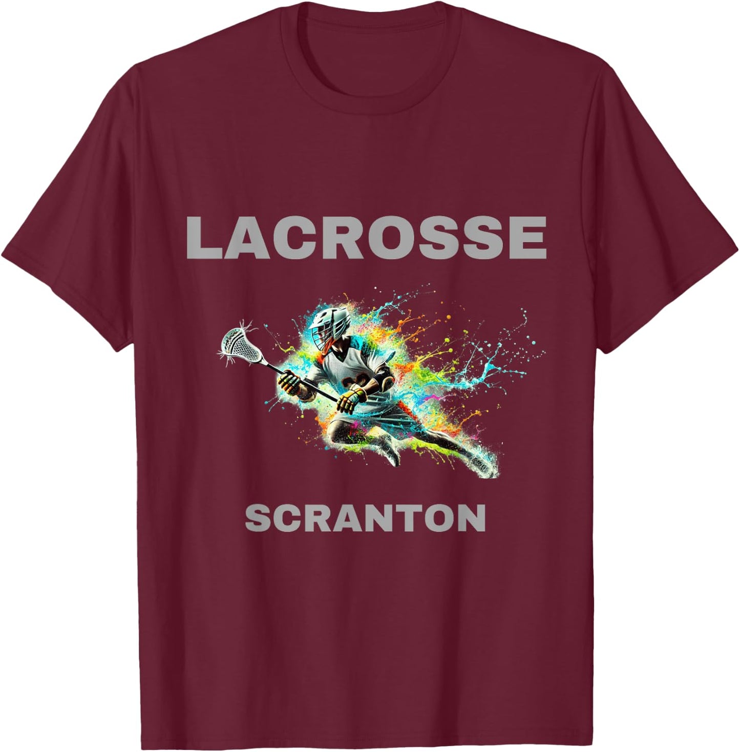Colorful Lacrosse Player - Scranton T-Shirt - T-Shirt | Maroon