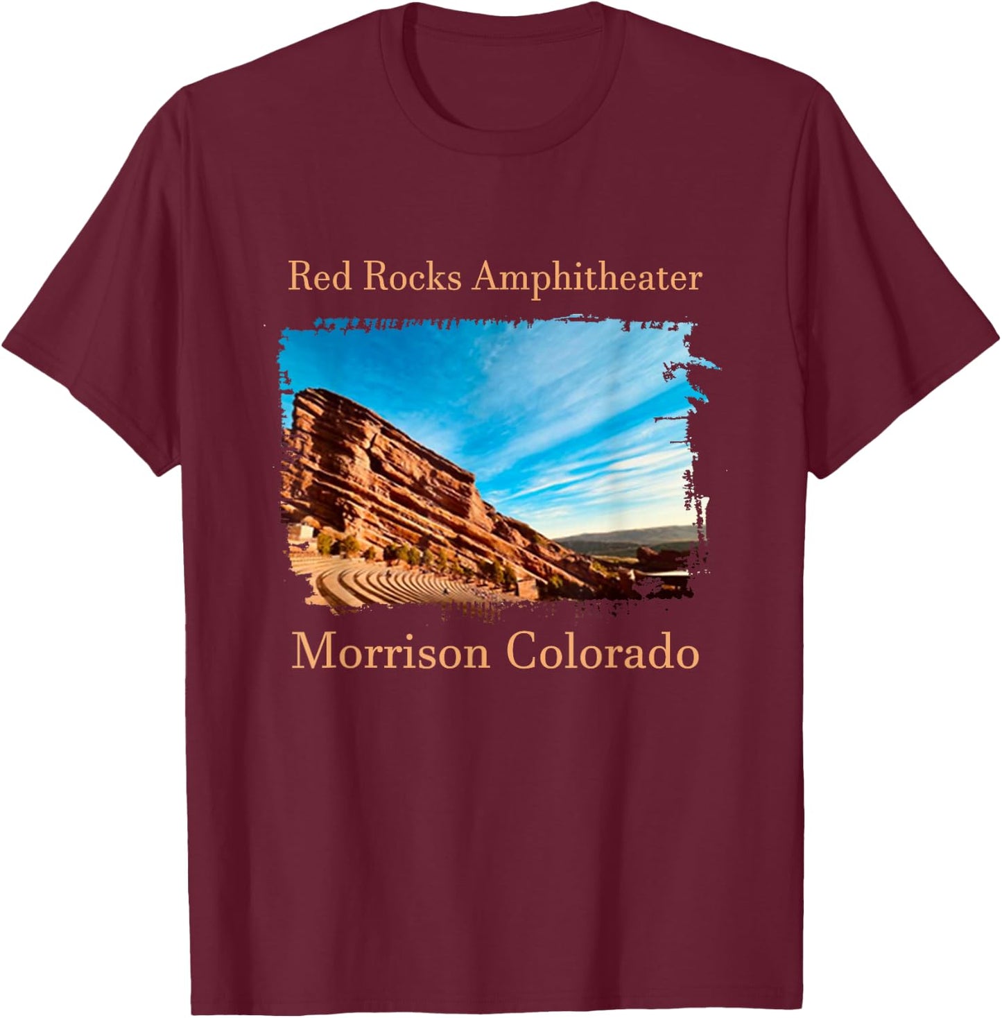 Red Rocks Amphitheatre - Morrison Colorado , Black, S T-Shirt - T-Shirt | Maroon