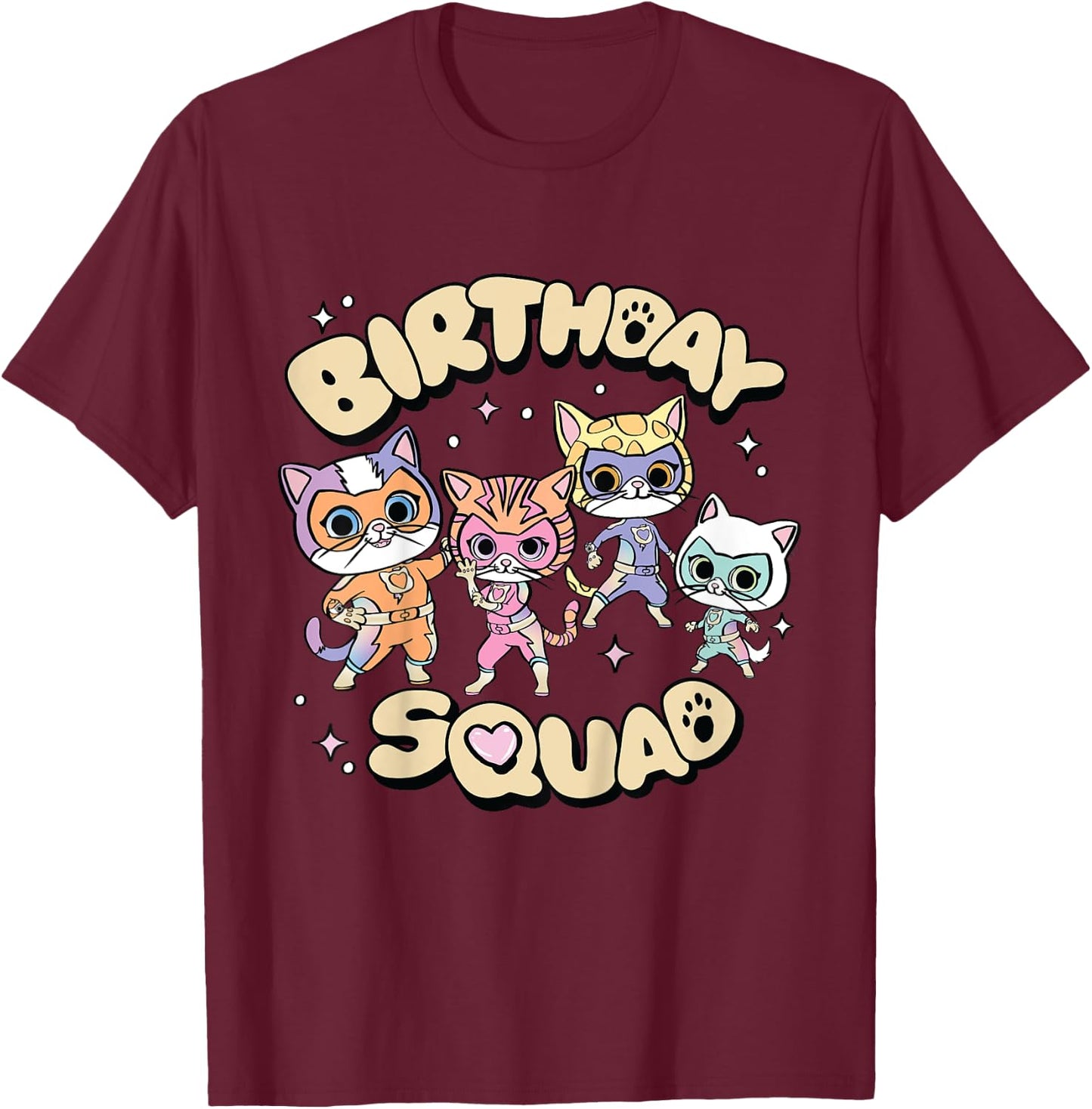 Disney Jr. SuperKitties "Birthday Squad" Party Trip Matching T-Shirt - T-Shirt | Maroon