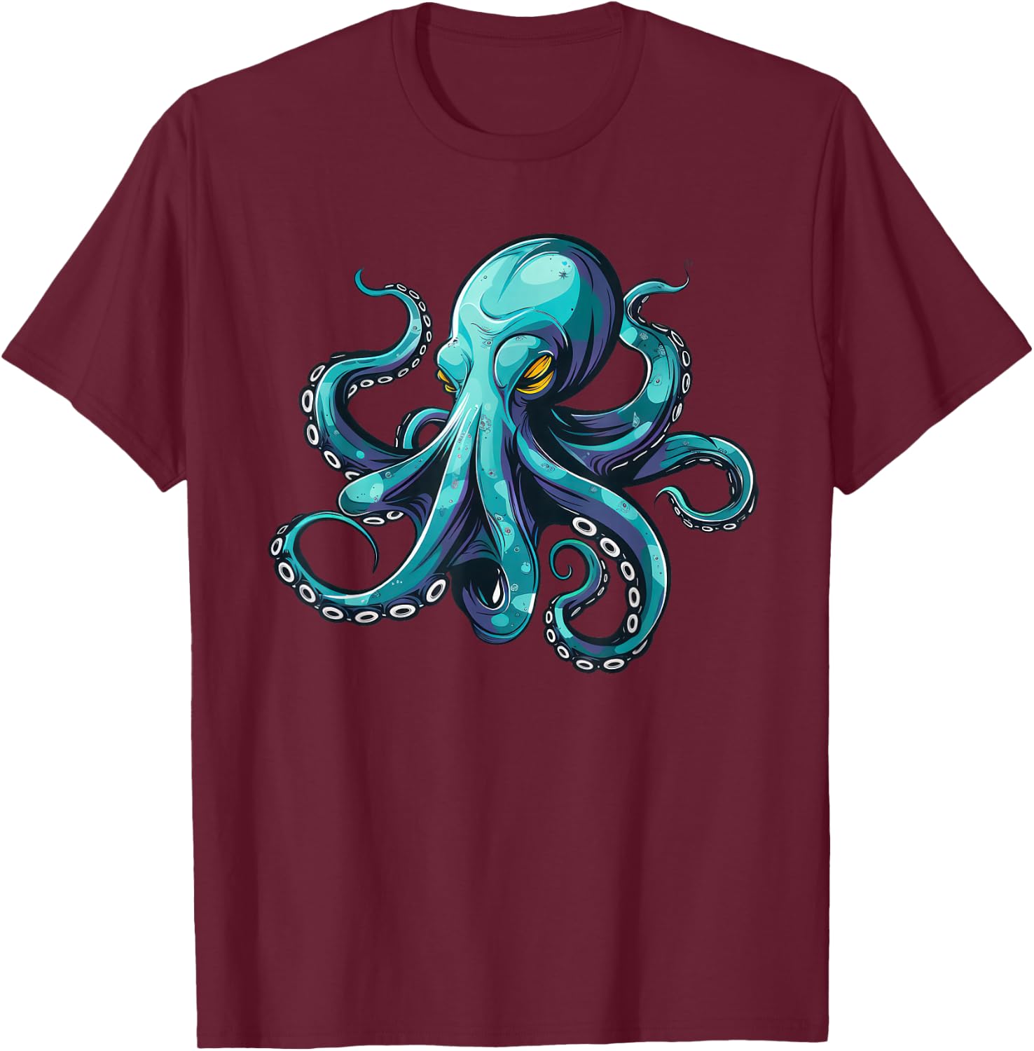 Blue Octopus T-Shirt - T-Shirt | Maroon
