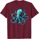 Blue Octopus T-Shirt - T-Shirt | Maroon