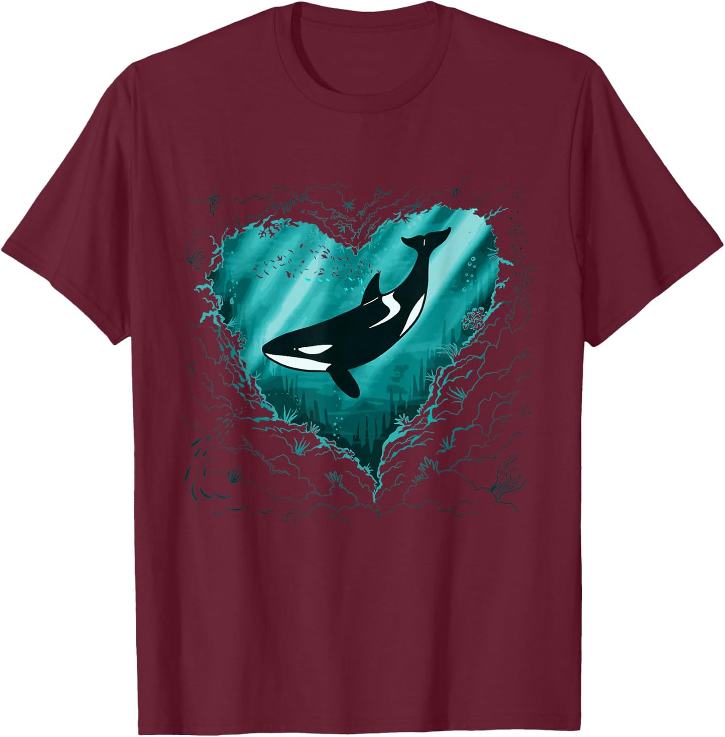 Whale Orca Heart Killer Whale orca whale T-Shirt - T-Shirt | Maroon