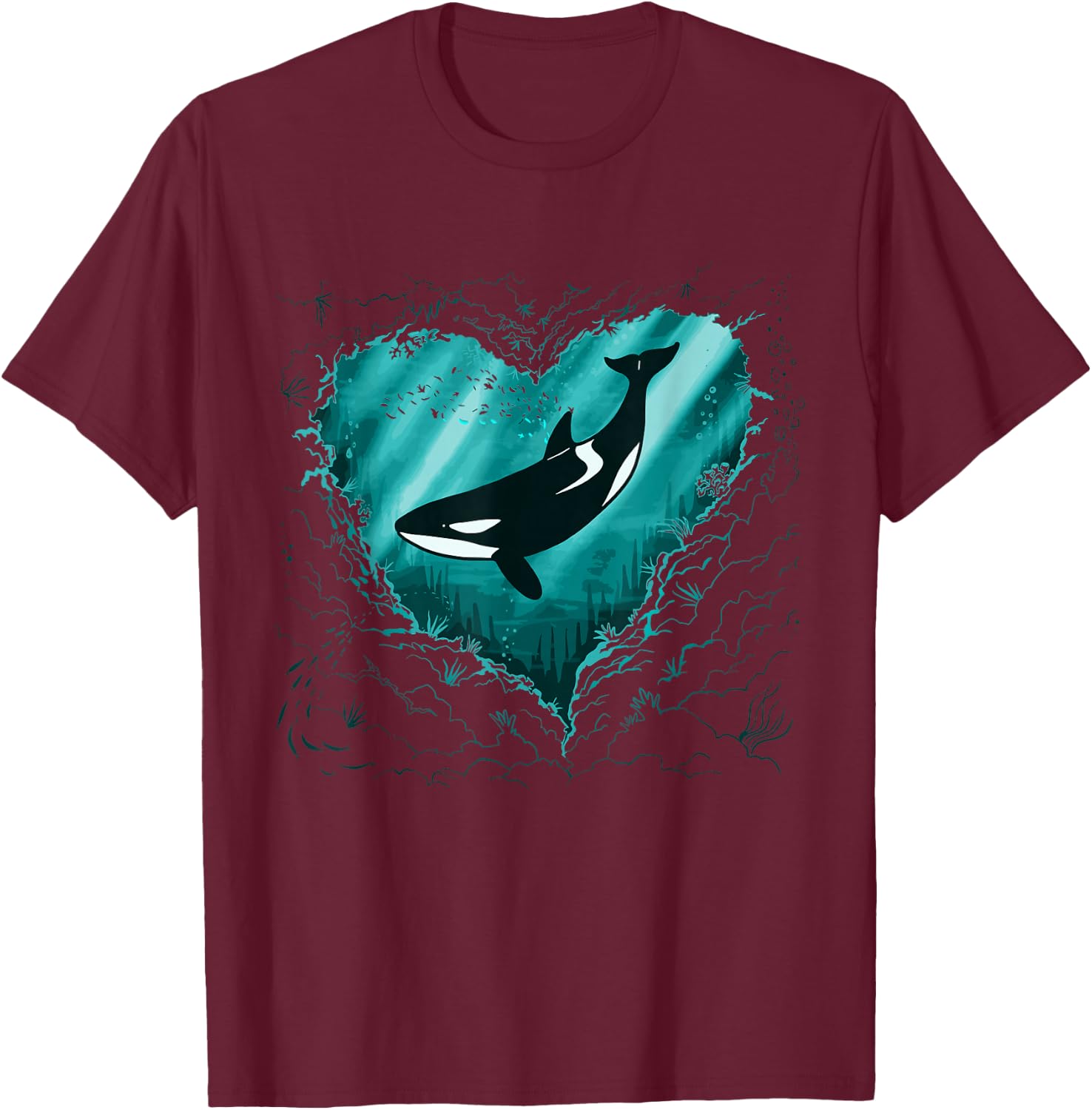 Whale Orca Heart Killer Whale orca whale T-Shirt - T-Shirt | Maroon