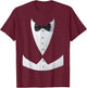 Suit Print Tailcoat Tuxedo Bow Tie Vest Suit Costume , black T-Shirt - T-Shirt | Maroon