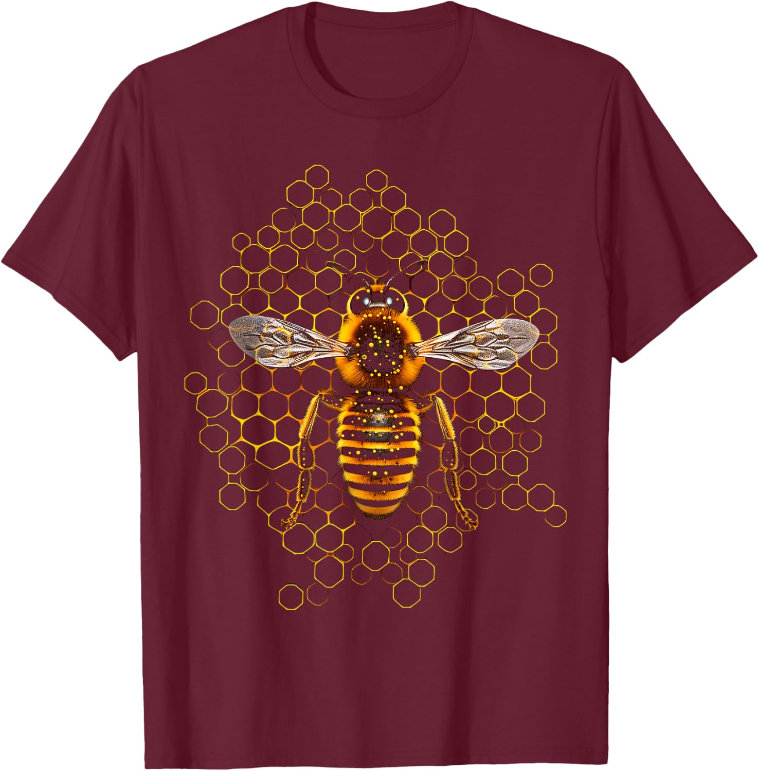 Biene Geometrisch Tier Zoo Kunst Biene T-Shirt - T-Shirt | Maroon
