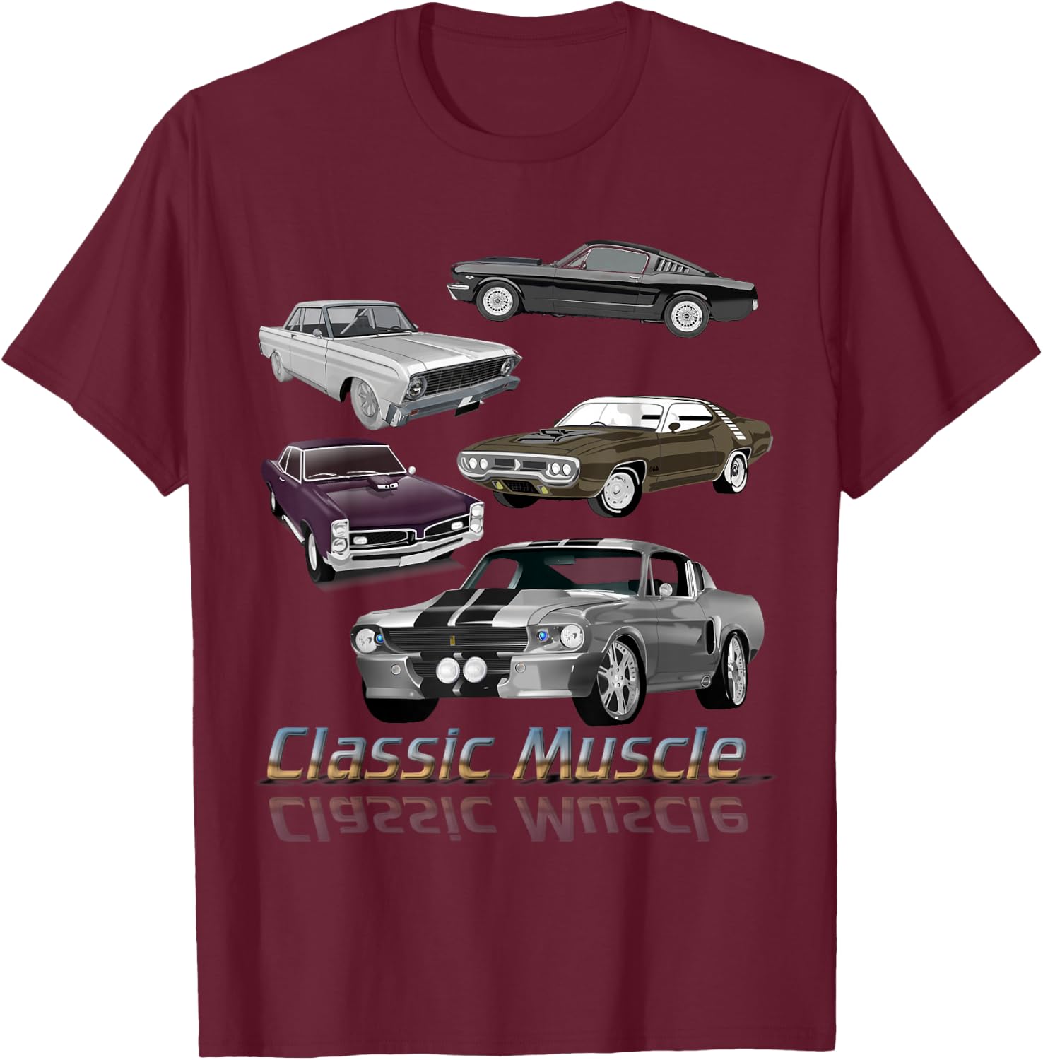 Classic American Muscle Cars Vintage Gift T-Shirt - T-Shirt | Maroon
