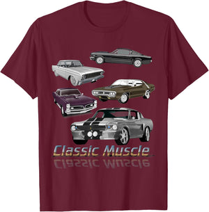 Classic American Muscle Cars Vintage Gift T-Shirt - T-Shirt | Maroon