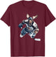 Moose Playing Hockey Humorous Sports T-Shirt - T-Shirt | Maroon