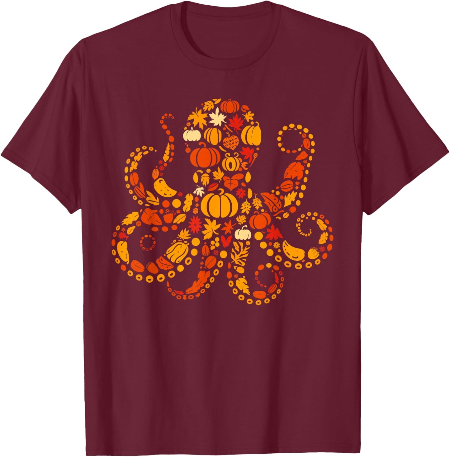 Autumn Pumpkin Fall Octopus Thanksgiving Kids T-Shirt - T-Shirt | Maroon