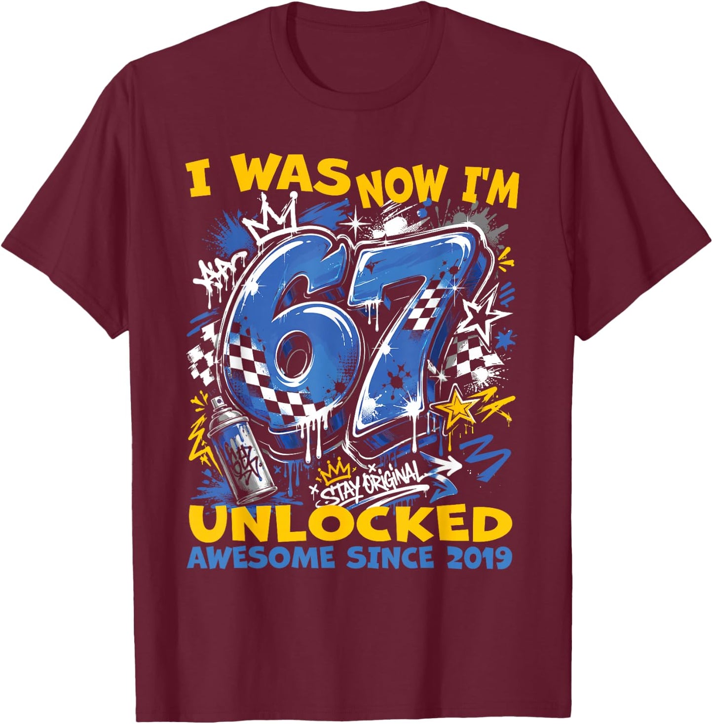 I was 6 Now Im 7 Gamer Boy Birthday Level Up Celebration Fun T-Shirt - T-Shirt | Maroon