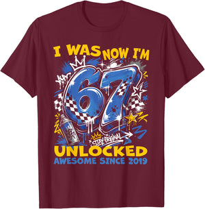 I was 6 Now Im 7 Gamer Boy Birthday Level Up Celebration Fun T-Shirt - T-Shirt | Maroon