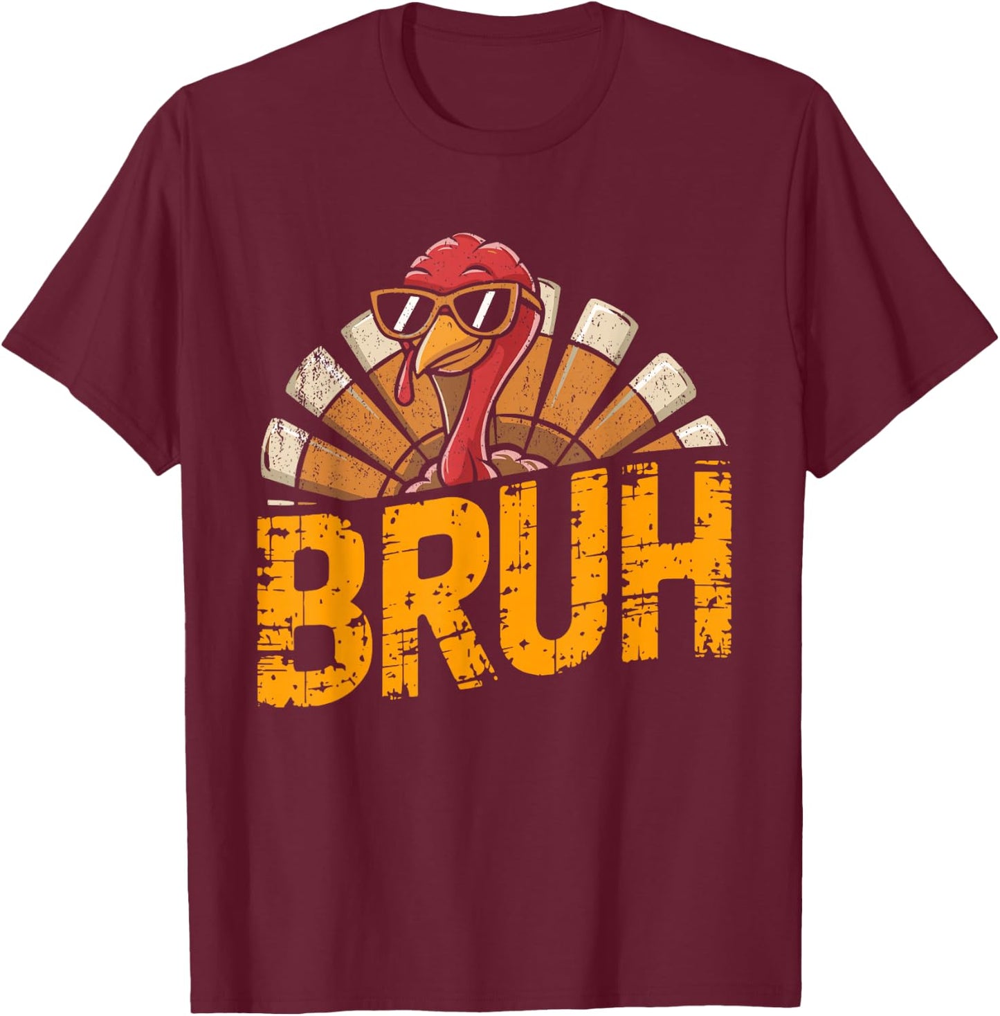 Bruh Funny Thanksgiving Cool Turkey For Boys T-Shirt - T-Shirt | Maroon