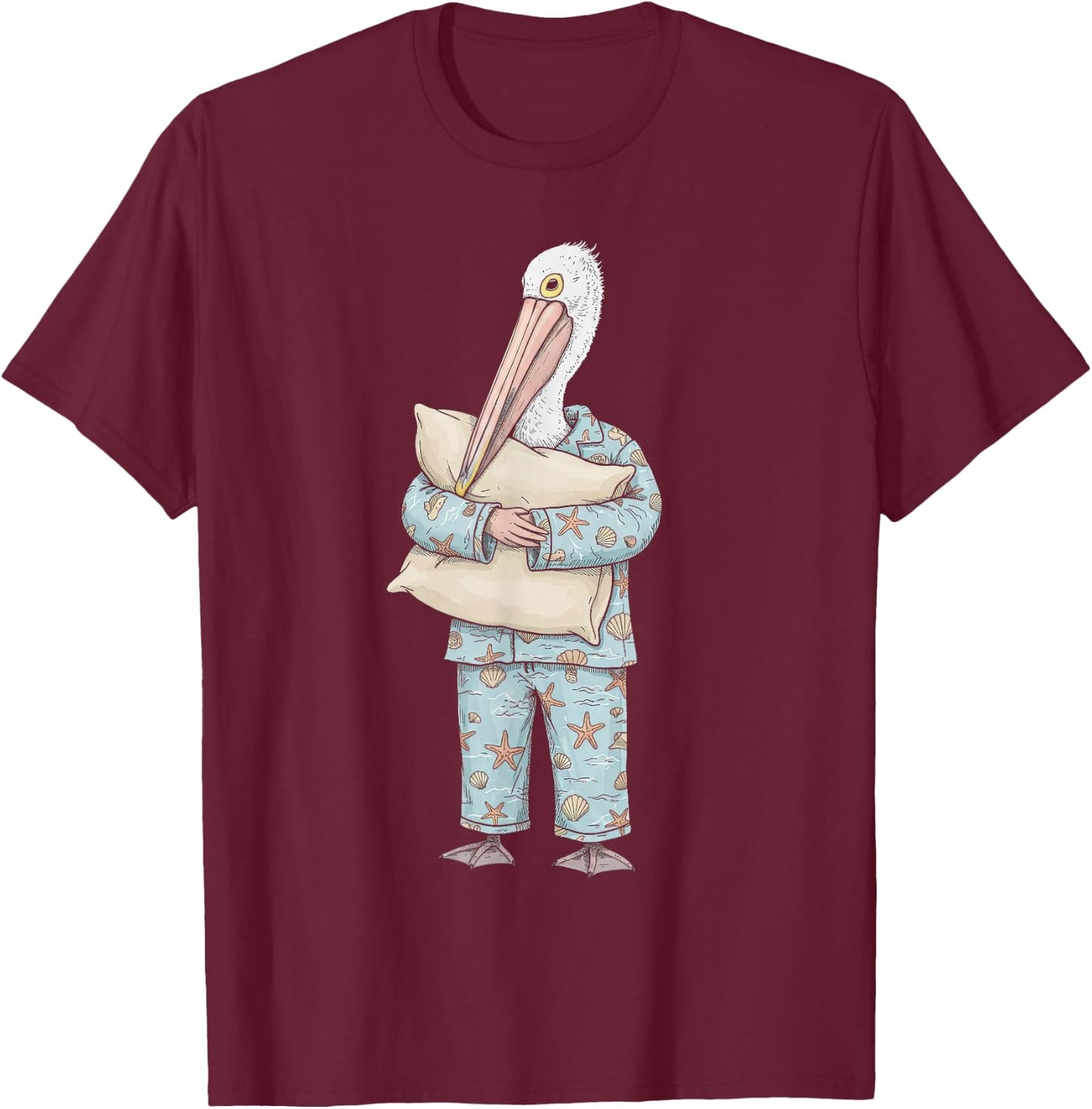 Funny Sleepy Pelican Pajama Women Men Kids Boys And Girls T-Shirt - T-Shirt | Maroon