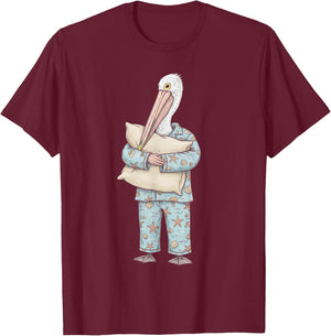 Funny Sleepy Pelican Pajama Women Men Kids Boys And Girls T-Shirt - T-Shirt | Maroon