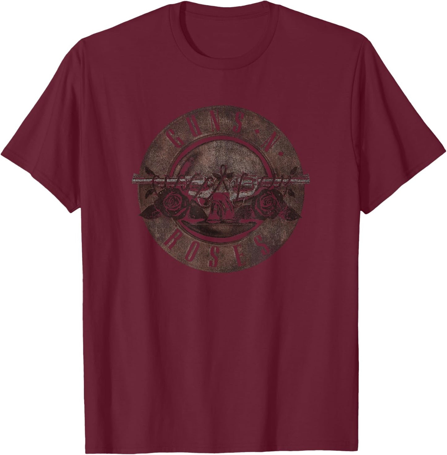 Guns 'n' Roses Sepia Bullet Logo Rock Music Band T-Shirt - T-Shirt | Maroon