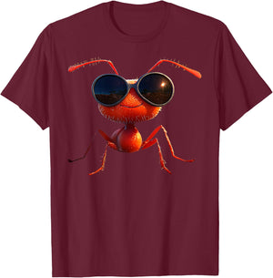 Ant Forest Ant Fire Ant Insect Small Cute Ants , black, S T-Shirt - T-Shirt | Maroon