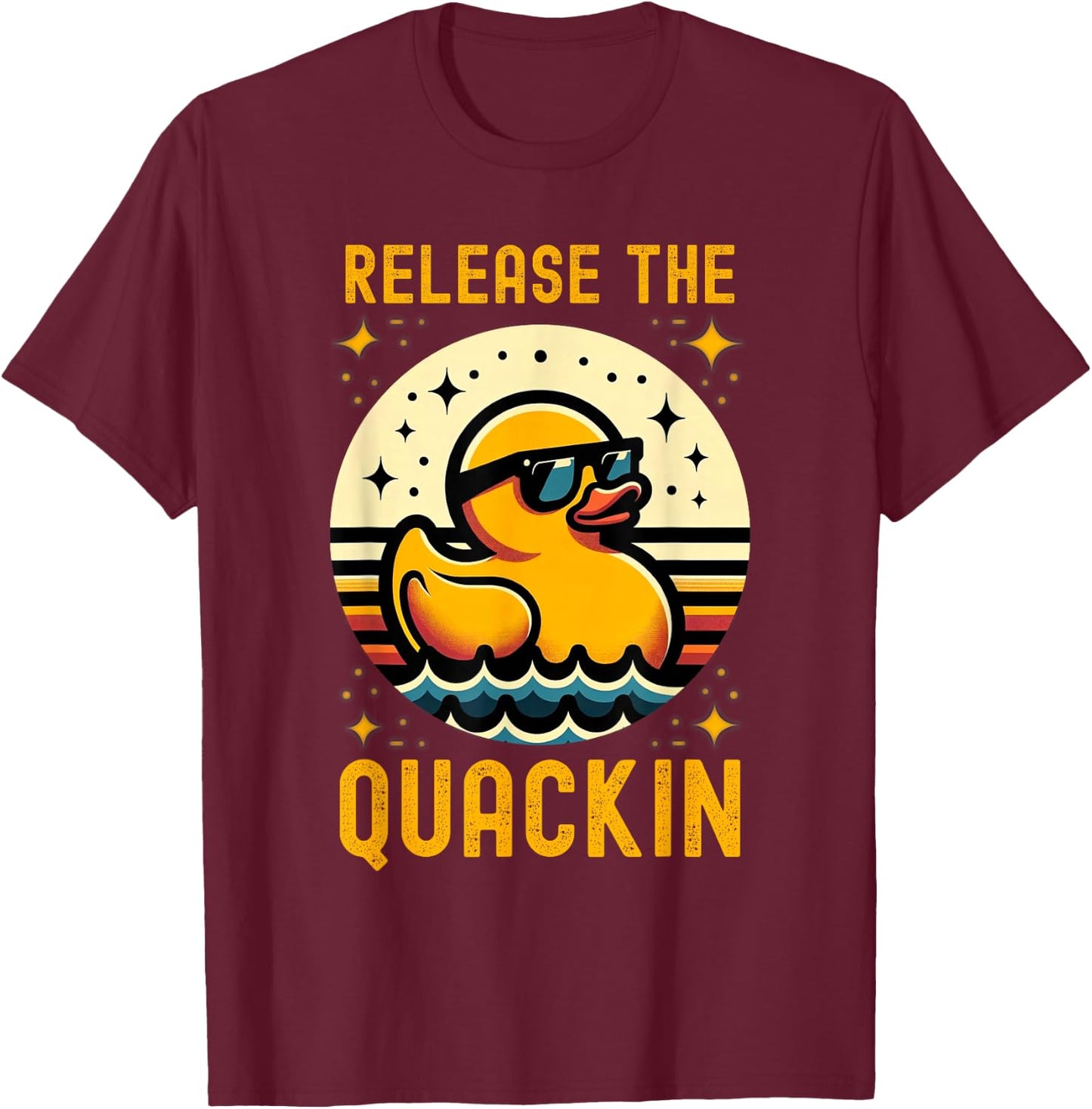 Release The Quackin Funny Duck Lover Rubber Retro Cute Ducky T-Shirt - T-Shirt | Maroon