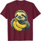 Banana Sloth Watercolor Bananas Fruit Drawing Animal Art T-Shirt - T-Shirt | Maroon