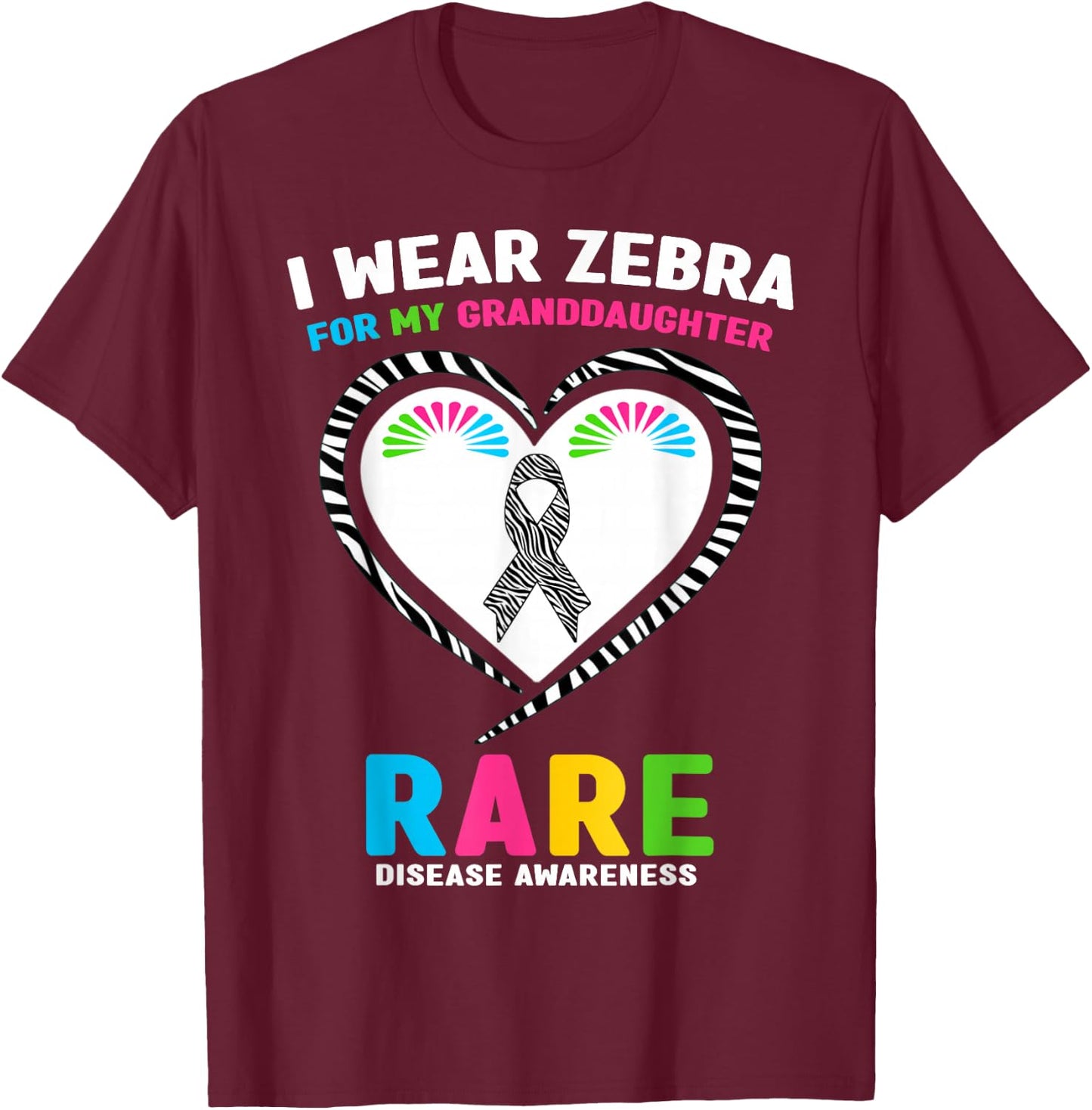 I Wear Zebra for My Granddaughter Rare Disease Day 2026 T-Shirt - T-Shirt | Maroon