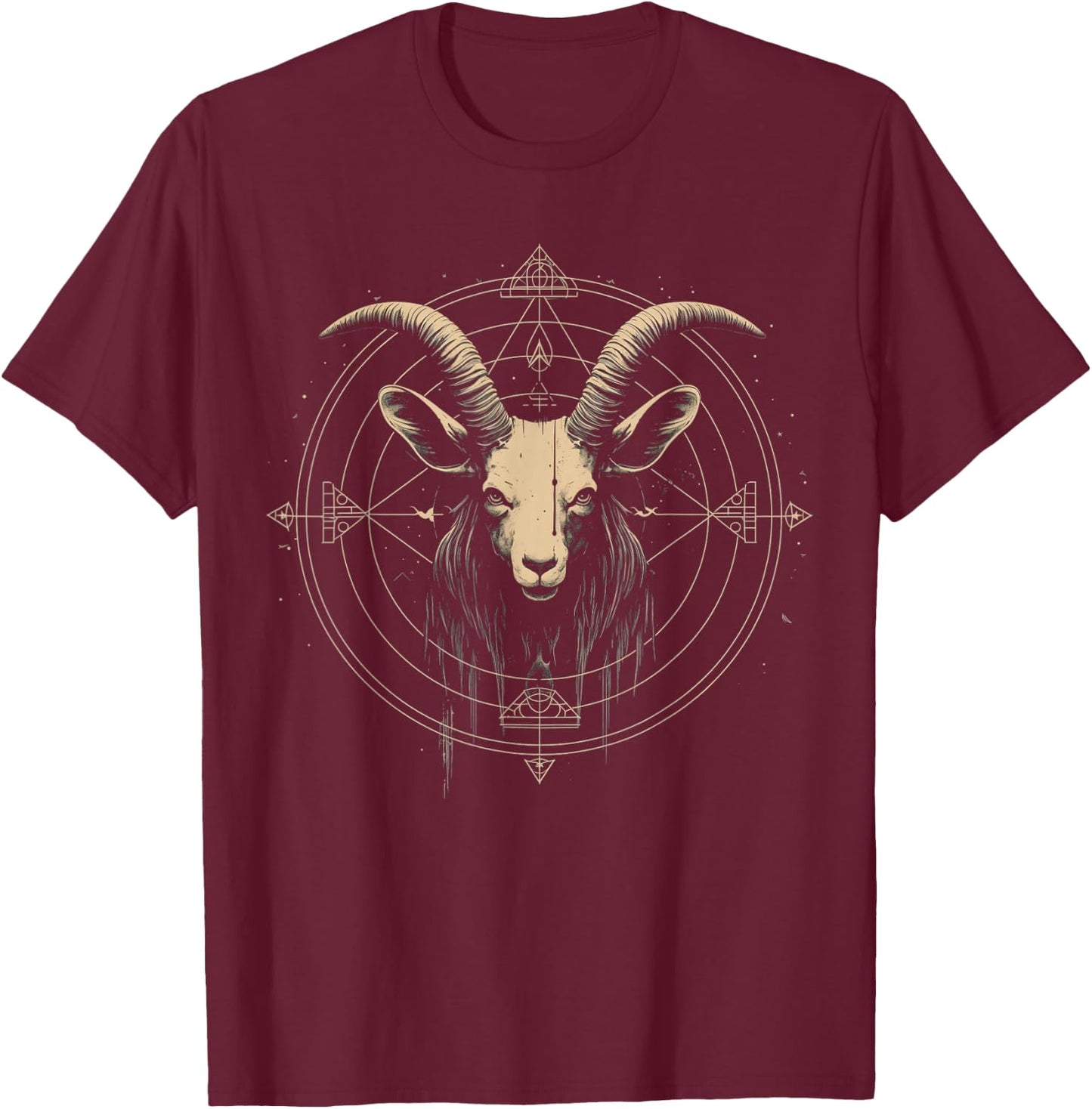 Goat Baphomet Satanic Goat Satanist Witchcraft Occult T-Shirt - T-Shirt | Maroon