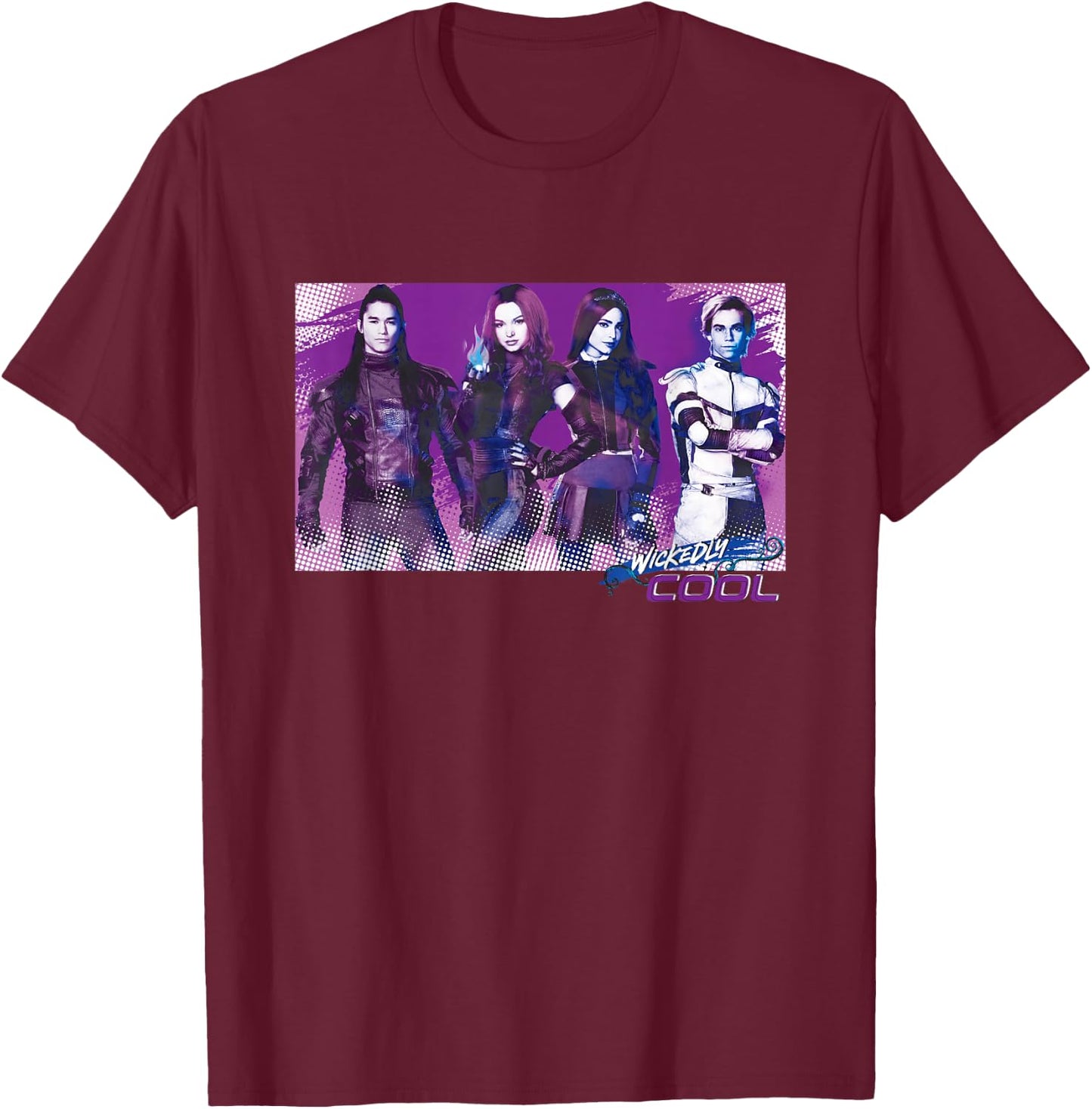Descendants 3 Carlos Mal Jay Evie Wickedly Cool T-Shirt - T-Shirt | Maroon