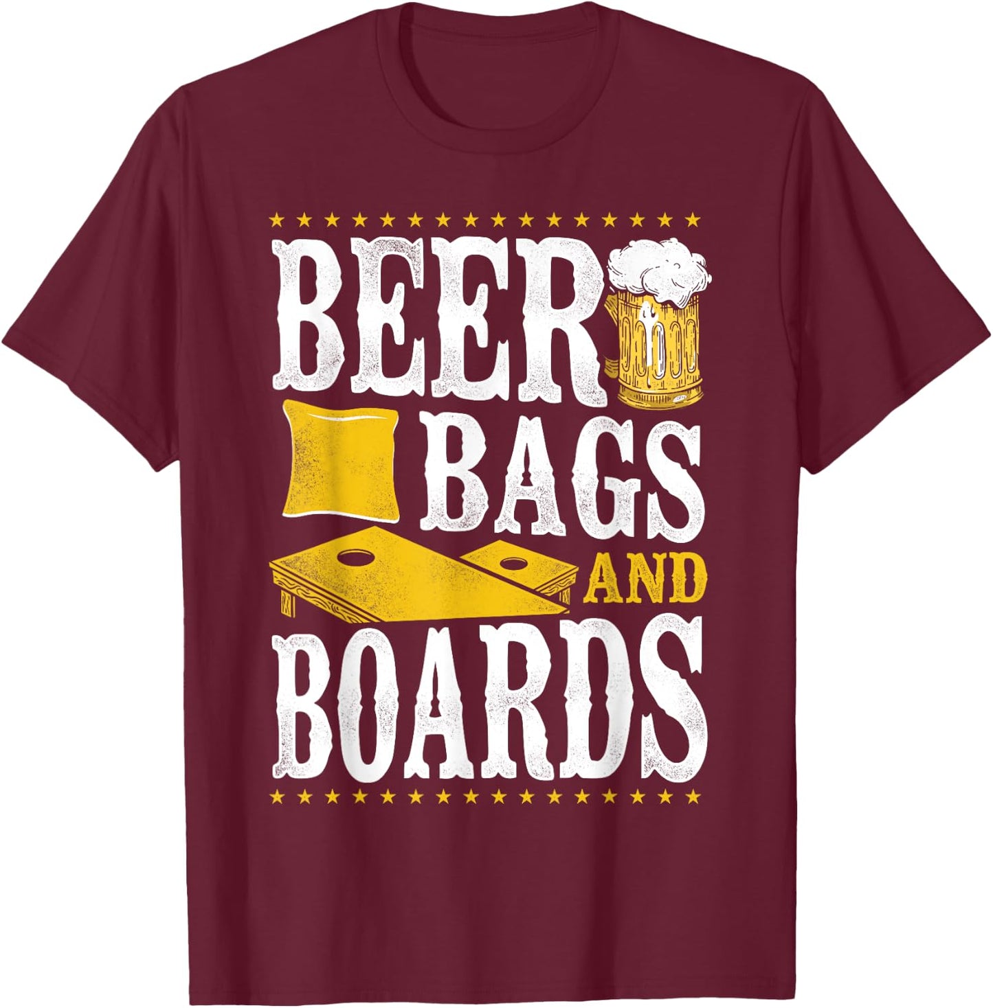 Cornhole Team Bean Bag Player Champ Beer Beer Bags And T-Shirt - T-Shirt | Maroon