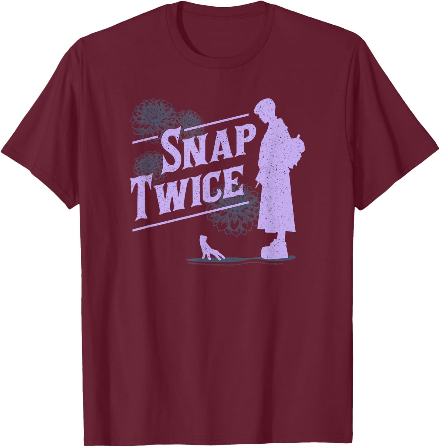 Wednesday Snap Twice Thing & Wednesday Silhouette Logo T-Shirt - T-Shirt | Maroon