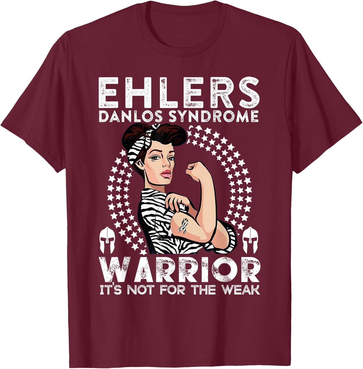 EDS Awareness Warrior Zebra Gift Ehlers Danlos Syndrome T-Shirt - T-Shirt | Maroon