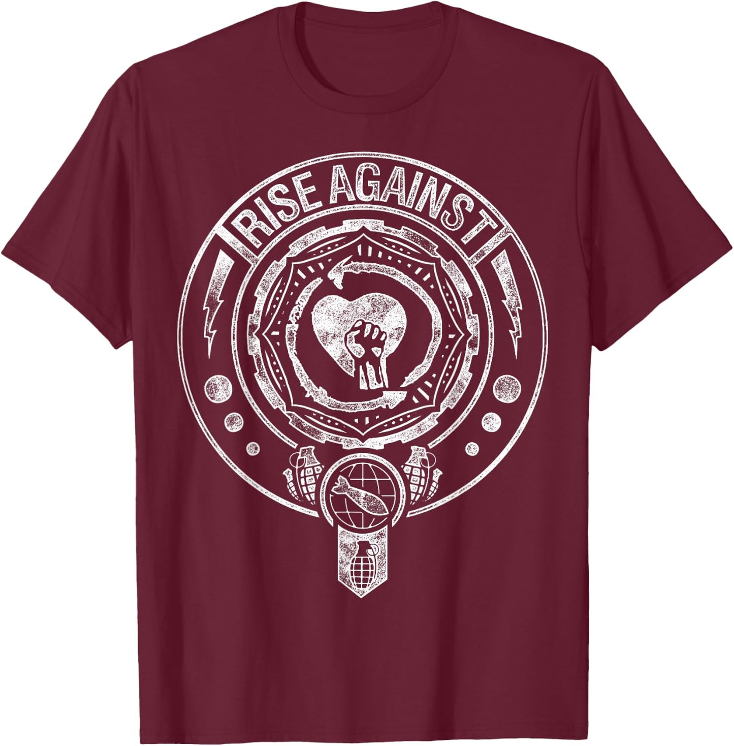 Rise Against - Bombs Away - Official Product, Black, S T-Shirt - T-Shirt | Maroon