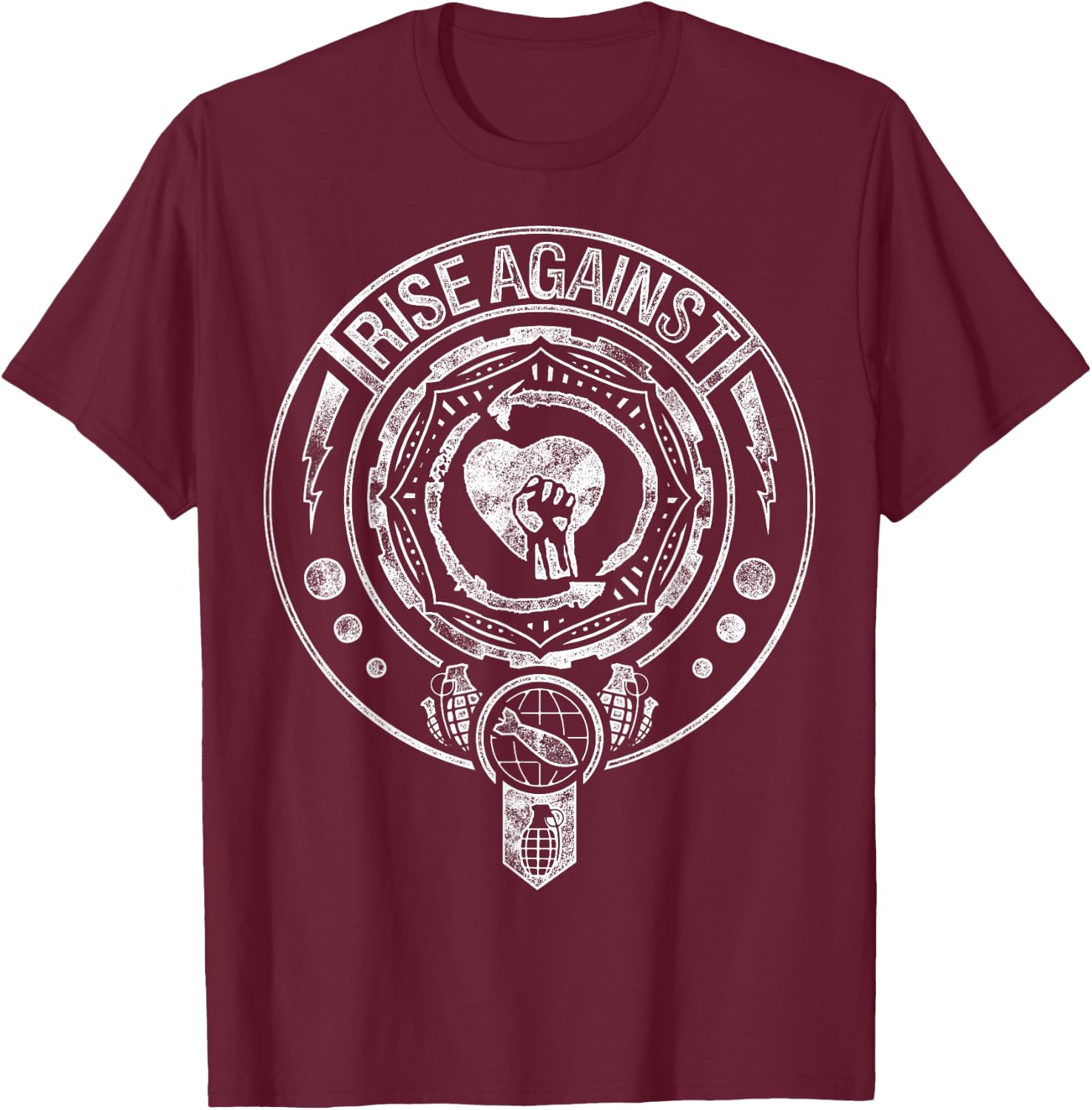Rise Against - Bombs Away - Official Product, Black, S T-Shirt - T-Shirt | Maroon