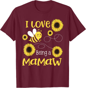 I Love Being A Mamaw Sunflower Bee Lover T-Shirt - T-Shirt | Maroon