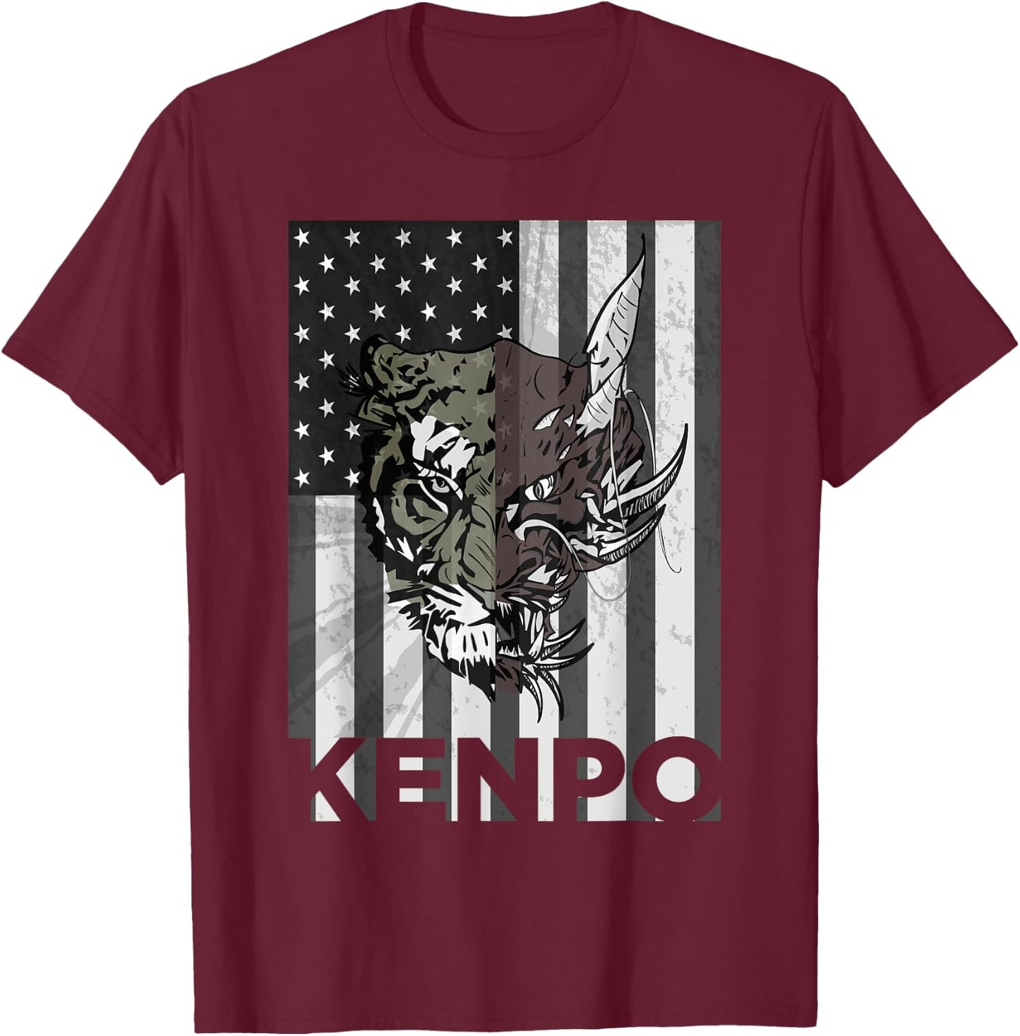 Kenpo Karate Martial Arts American Flag Women Men T-Shirt - T-Shirt | Maroon