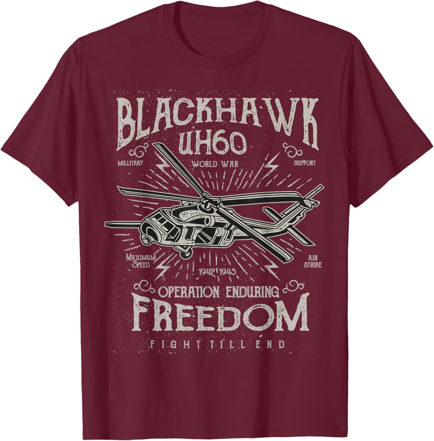 Air-Force Pilot Aviator Army USAF Black-Hawk T-Shirt - T-Shirt | Maroon
