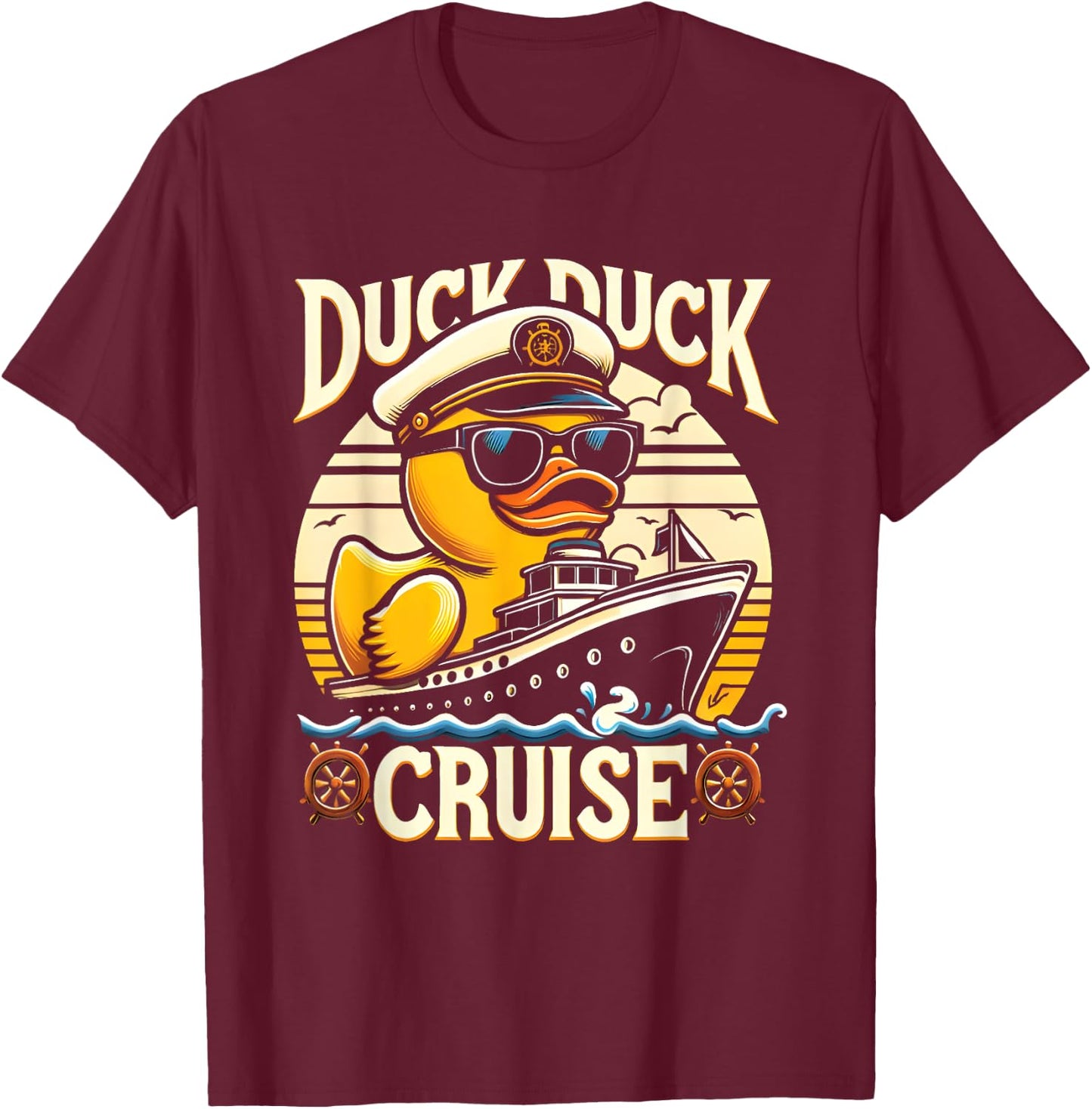 Vintage Duck Duck Cruise Funny Family Cruising Matching T-Shirt - T-Shirt | Maroon