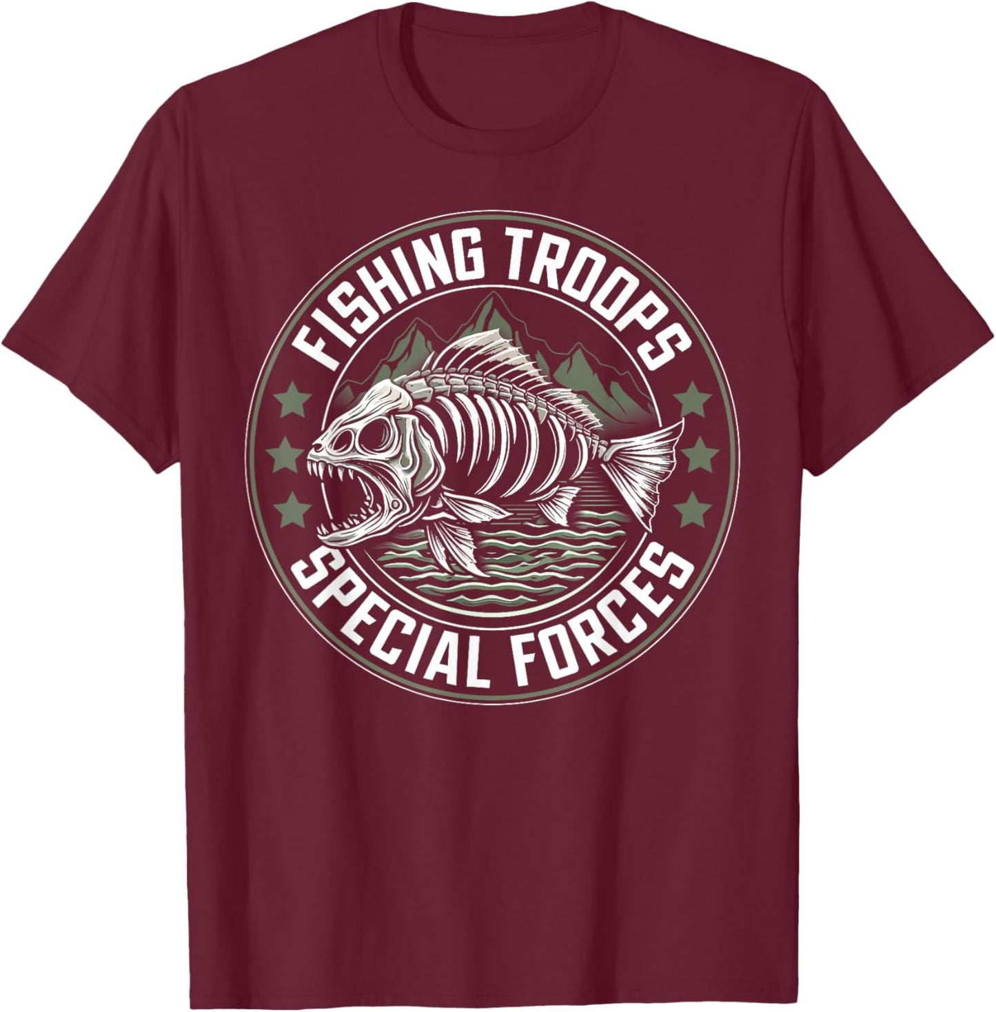 Fishing Troops Special Forces Funny Fisherman Saying , black T-Shirt - T-Shirt | Maroon