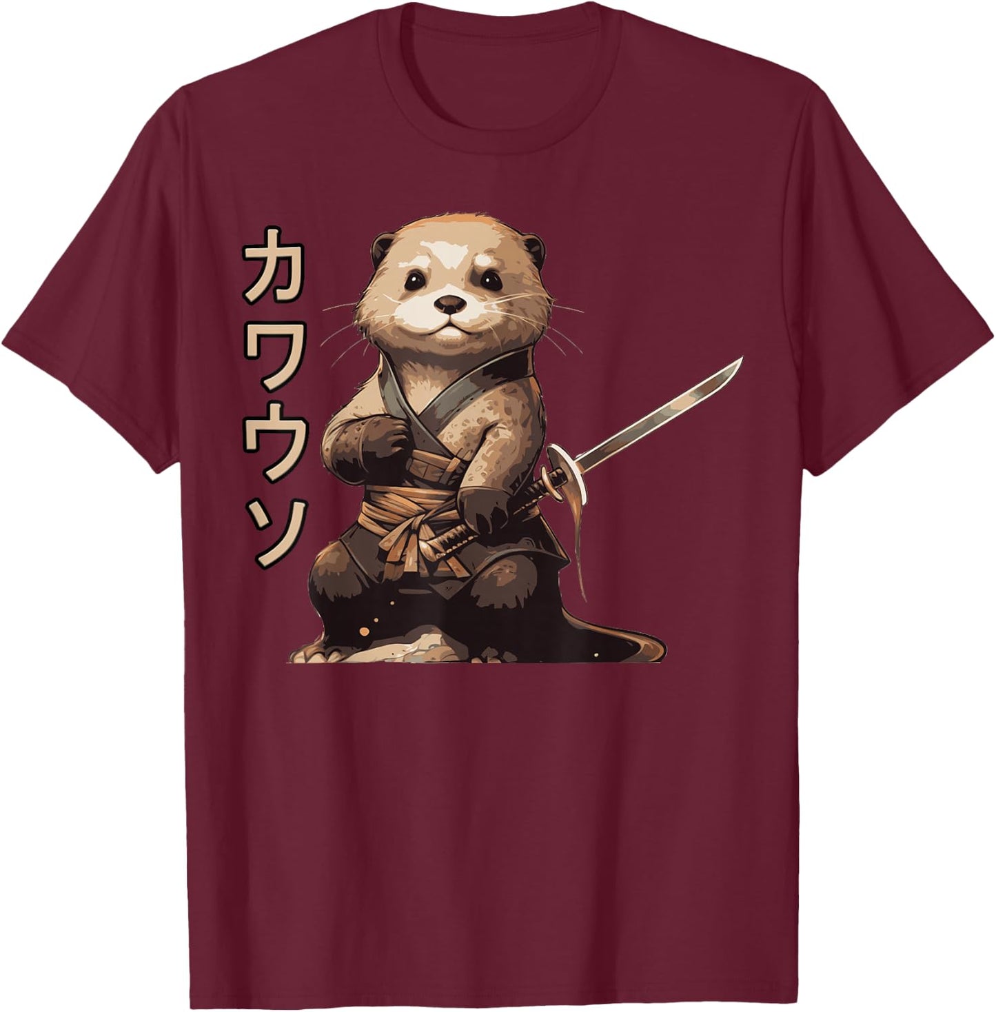 Cool Samurai Otter For Boys Girls Ninja Sea Otter Lover T-Shirt - T-Shirt | Maroon