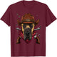 Cowboy Great Dane Western Rodeo Cowboy Hat and Bandana Dog T-Shirt - T-Shirt | Maroon