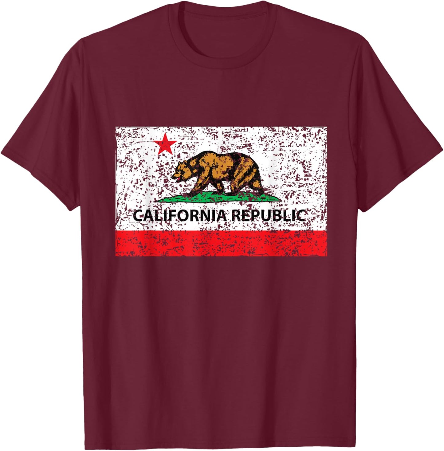 California Republic Cali Flag SoCal Norcal Cencal T T-Shirt - T-Shirt | Maroon