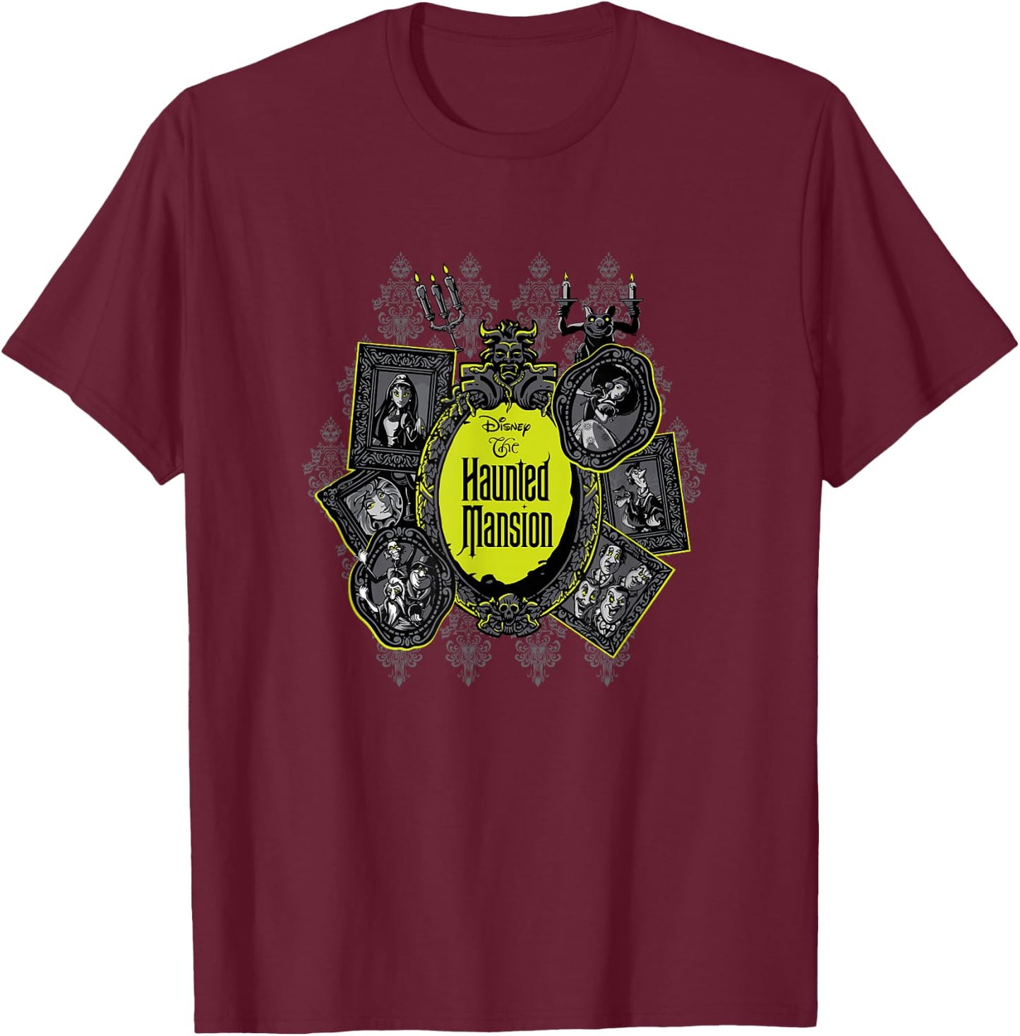 The Haunted Mansion Iconic Character Portraits Mashup T-Shirt - T-Shirt | Maroon