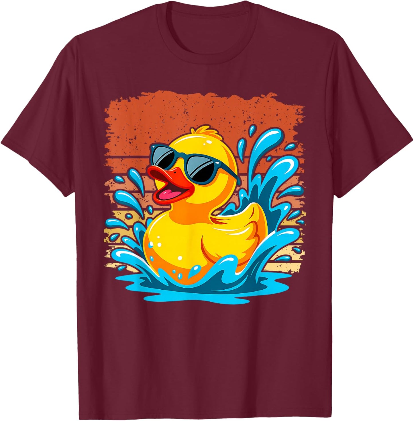 Bath Toy Duckie Cute Ducky Cool Sunglasses Retro Rubber Duck T-Shirt - T-Shirt | Maroon