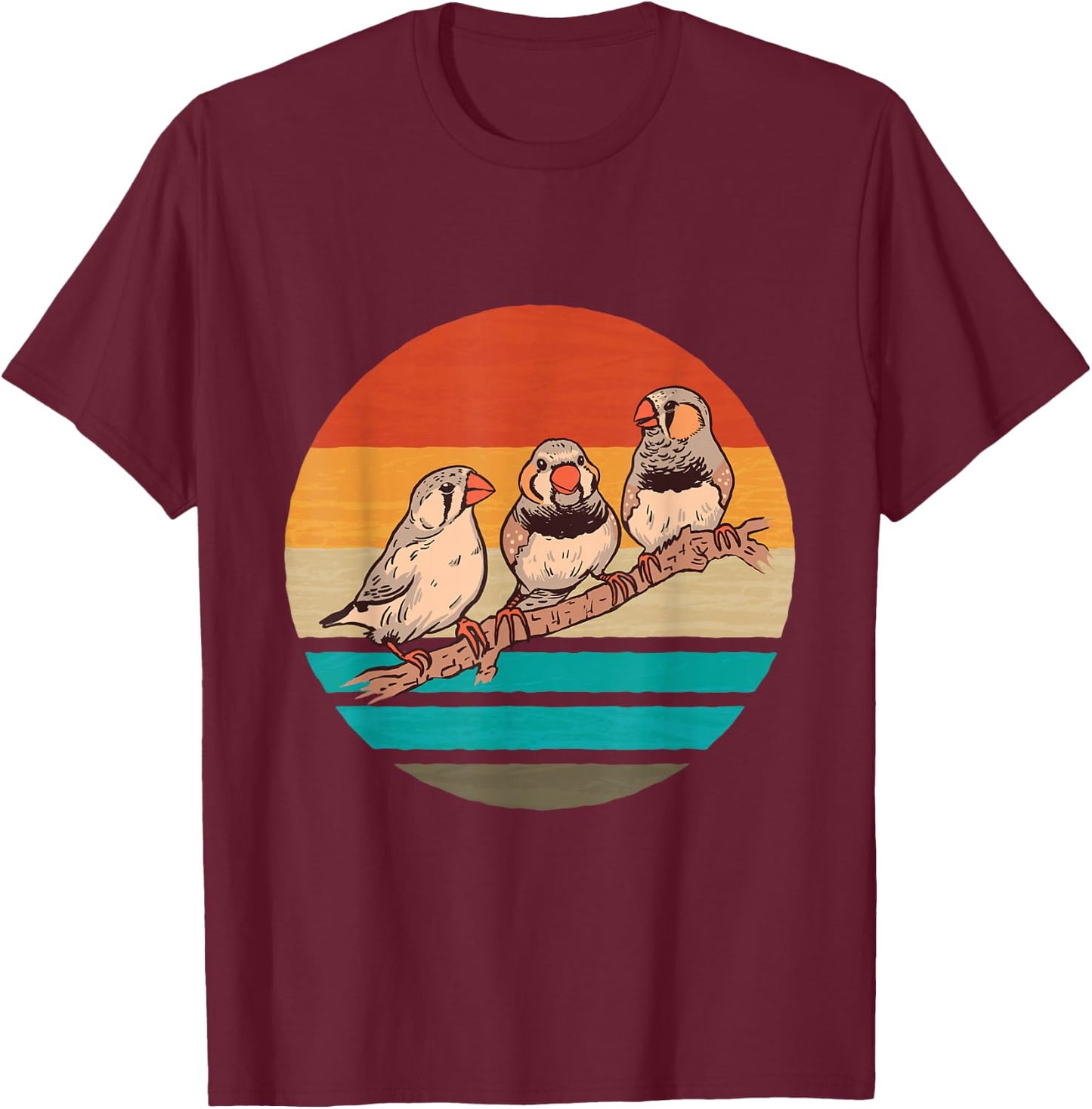 Zebra Finches Birds Retro Ornithologist Zebra Finch Bird T-Shirt - T-Shirt | Maroon