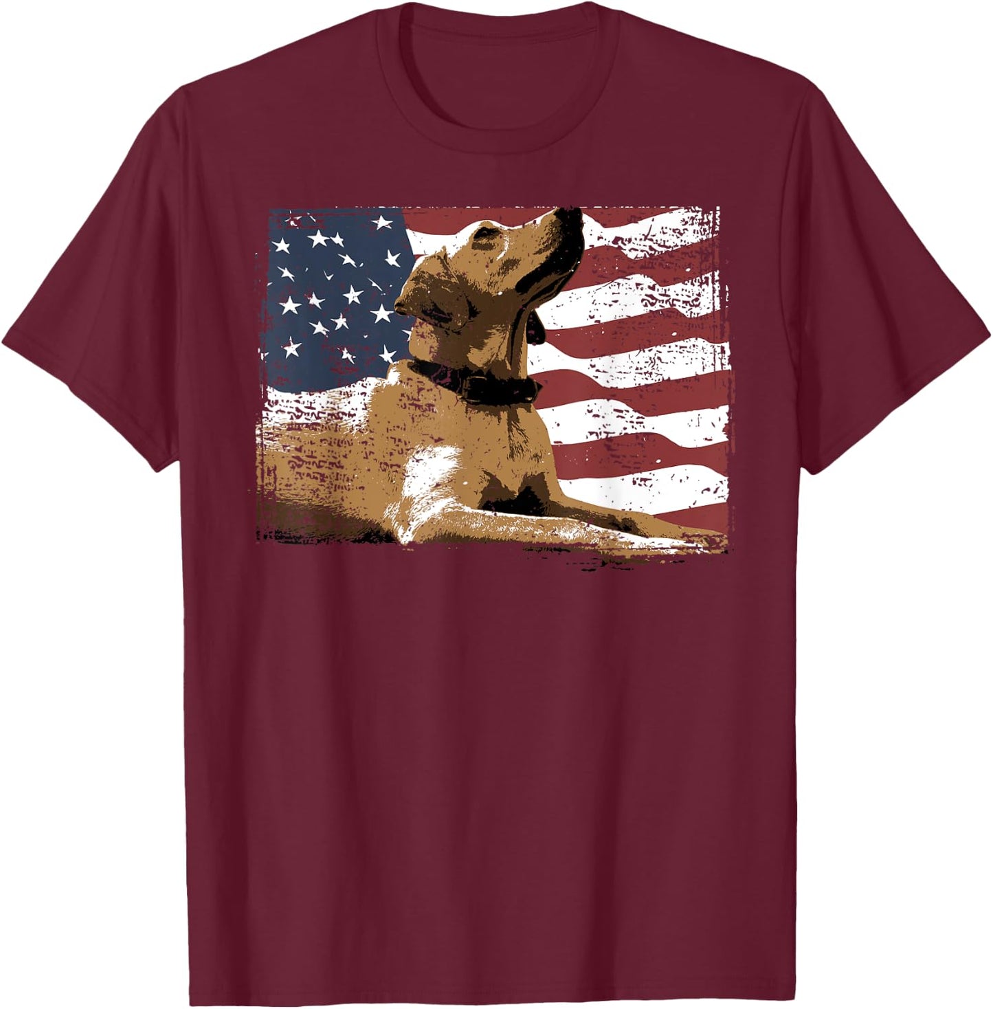 Patriotic USA Flag Black Labrador Gift Lab Owners Men T-Shirt - T-Shirt | Maroon