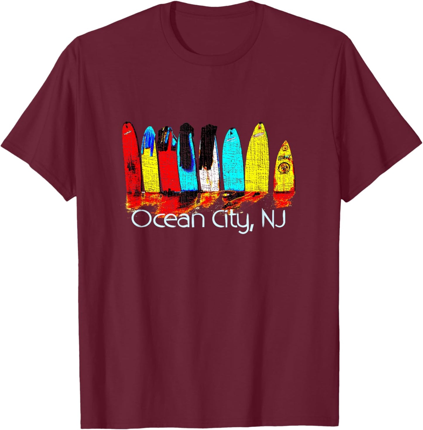 Ocean City New Jersey Surfing T-Shirt - T-Shirt | Maroon