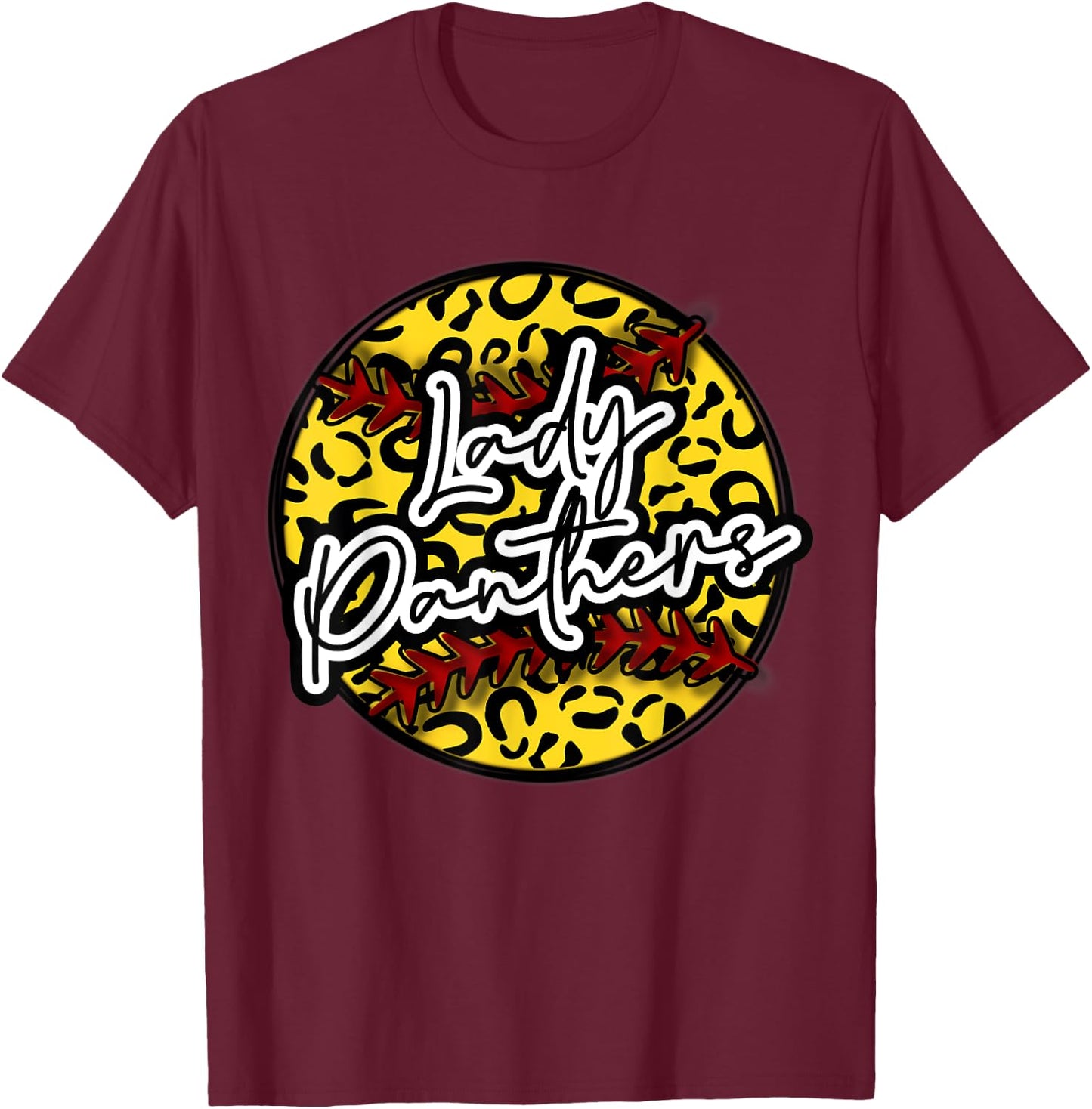 LADY PANTHER Leopard Cheetah Softball Team Trendy Cute Woman T-Shirt - T-Shirt | Maroon
