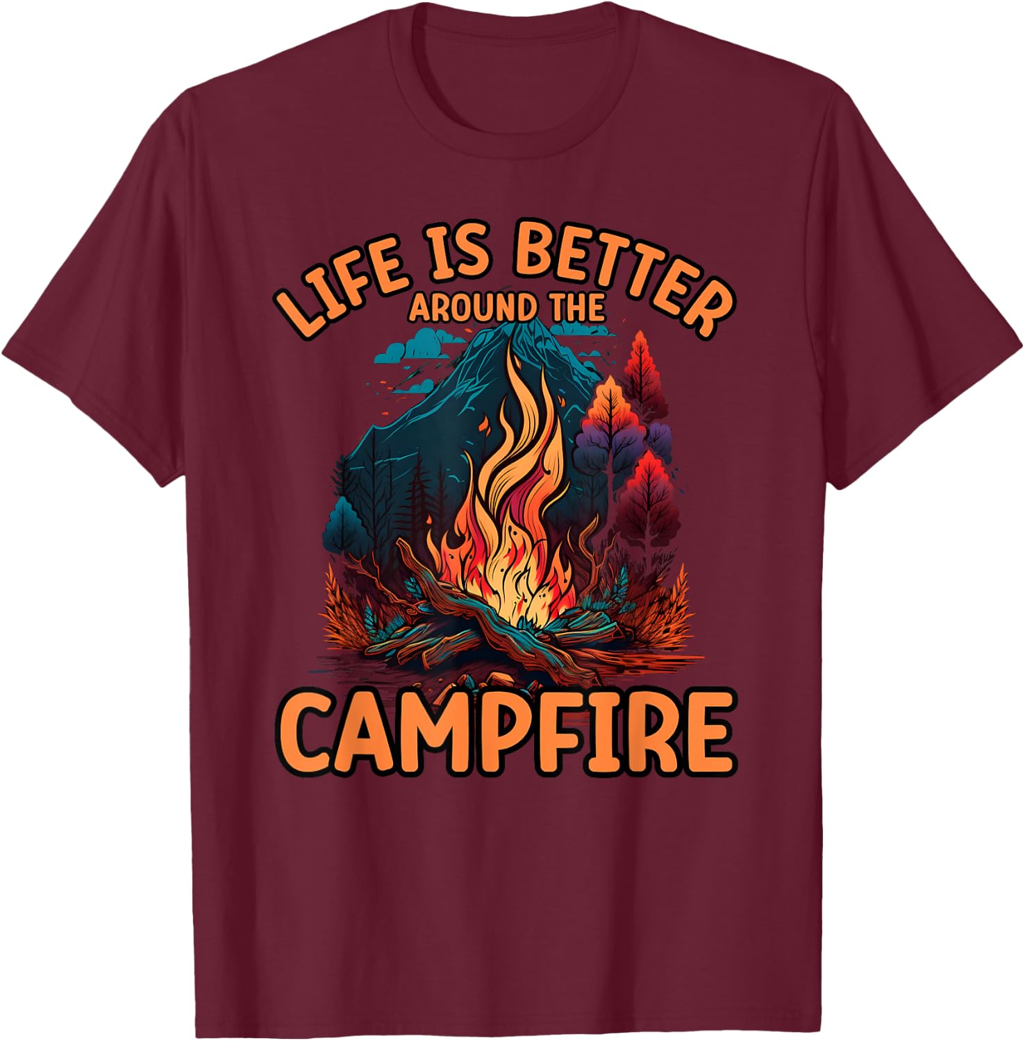 Campfire Adventures Family Camping Summer Bonfires Vibe Women Kids T-Shirt - T-Shirt | Maroon